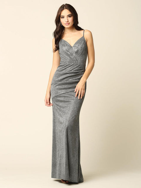 Formal Long Spaghetti Strap Glitter Prom Dress