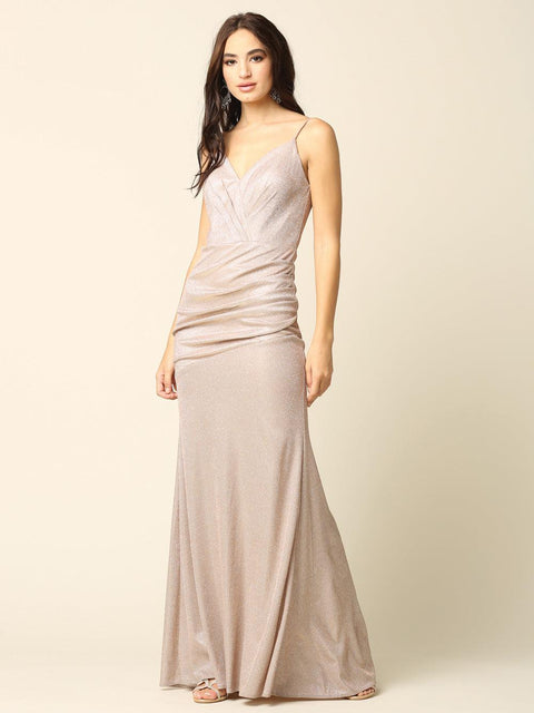 Formal Long Spaghetti Strap Glitter Prom Dress