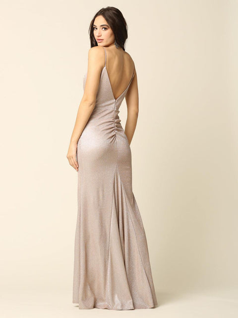 Formal Long Spaghetti Strap Glitter Prom Dress