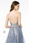 Long Glitter V-Neck Dress with Tulle Skirt by Elizabeth K GL2993
