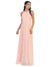 Long Halter Pleated Bridesmaids Dress