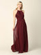 Long Halter Pleated Bridesmaids Dress