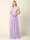 Long Halter Pleated Bridesmaids Dress