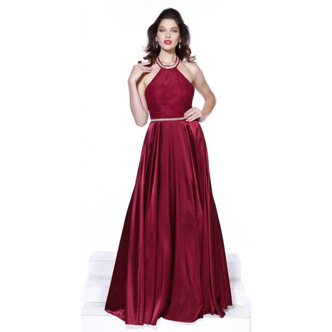 Long Halter Lace Embroidery Dress by Nox Anabel 8198