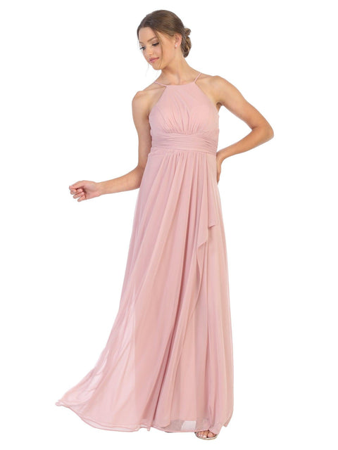 Bridesmaids Dress with Long Halter Tie Back