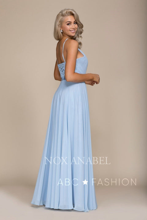 Long High-Neck Corset Back  Chiffon Dress by Nox Anabel Y102