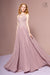 Elizabeth K GL2690: Long Dress with High Neck and Sheer Applique Top