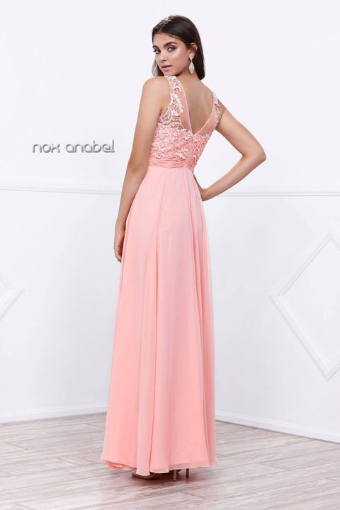 Long Illusion Lace Bodice Dress by Nox Anabel 8334