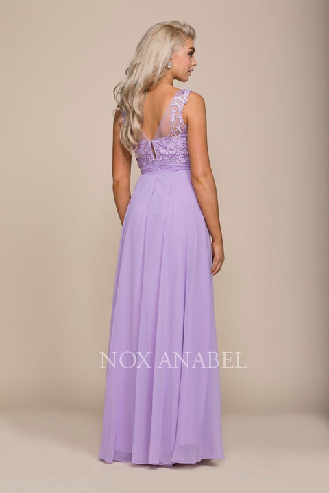 Long Illusion Lace Bodice Dress by Nox Anabel 8334