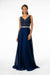 Long Illusion V-Neck Dress with Embroidered Top by Elizabeth K GL2653