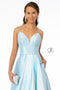 Elizabeth K GL2951: Long Iridescent Glitter Dress with Corset Back