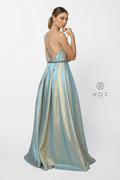 Metallic Long Dress with Illusion Neckline by Nox Anabel M271 sheerdreamz Metallic Long Dress with Illusion Neckline by Nox Anabel M271 sheerdreamz