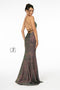 Elizabeth K GL1812: Long Iridescent Sequin Dress with Side Slit