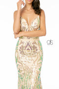 Long Iridescent Sequin Print Mermaid Dress by Elizabeth K GL1845