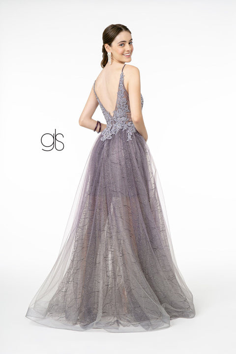Long Lace Applique A-line Dress by Elizabeth K GL1807