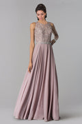 Elizabeth K GL2417: Long Chiffon Dress with Lace Applique