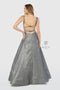 Metallic Long Glitter Dress with Strappy Back by Nox Anabel C240