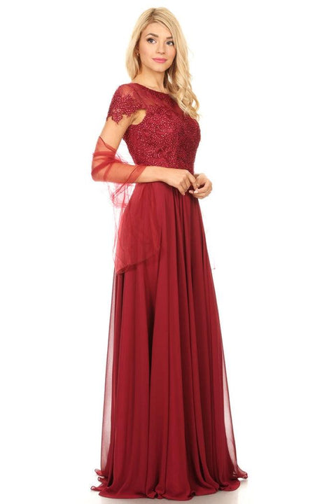 Long Mother of the Bride and Groom Beaded Chiffon Formal Gown
