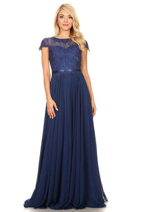 Long Mother of the Bride and Groom Beaded Chiffon Formal Gown