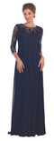 Long Mother of the Bride Formal Chiffon Dress with Sleeves