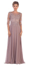 Long Mother of the Bride Formal Chiffon Dress with Sleeves