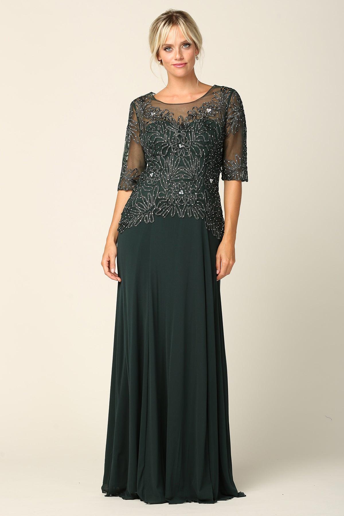 mother of the bride embroidered dress Daffodil Mother Of The Bride Dresses Floral Illusion Long Sleeves A-Line Mother Of The Bride Dress