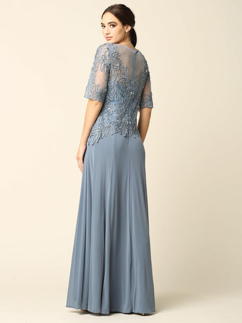 Elegant Mother of the Bride and Groom Formal Embroidered Dress