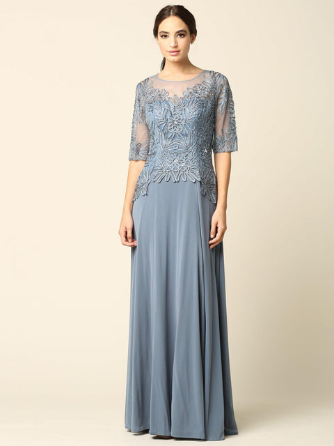Elegant Mother of the Bride and Groom Formal Embroidered Dress