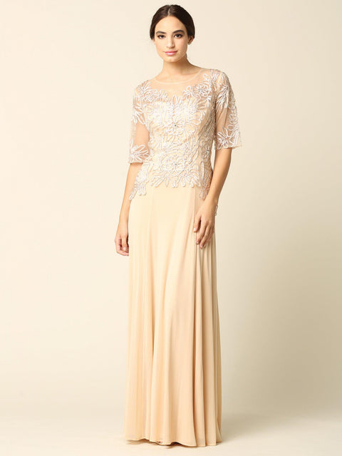 Elegant Mother of the Bride and Groom Formal Embroidered Dress