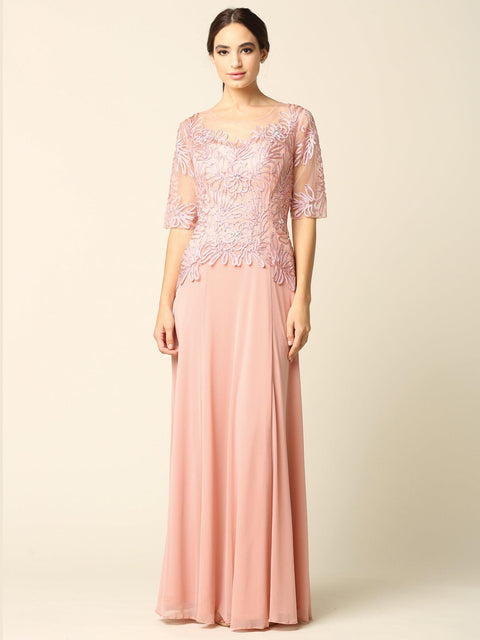 Elegant Mother of the Bride and Groom Formal Embroidered Dress