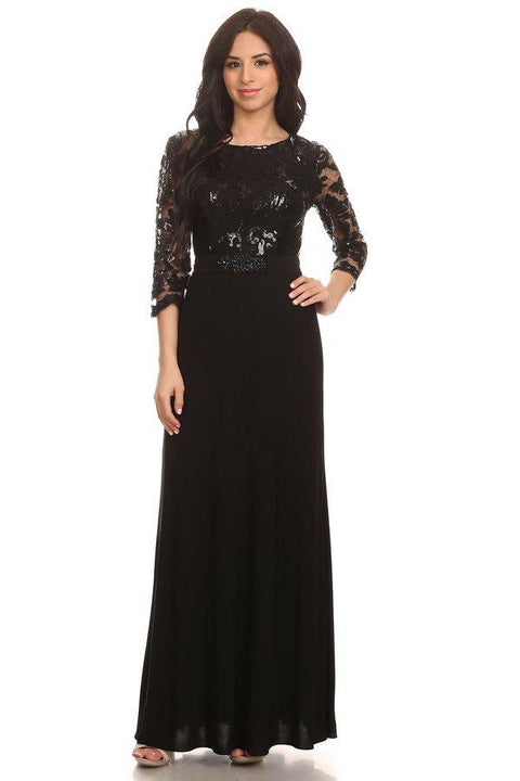 Mother of the Bride and Groom Formal Evening Gown with Sleeves