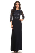 Mother of the Bride and Groom Formal Evening Gown with Sleeves