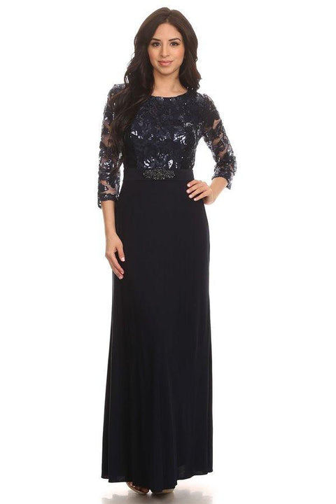 Mother of the Bride and Groom Formal Evening Gown with Sleeves