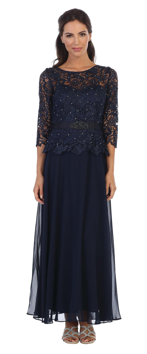 Long Mother of the Bride Lace Chiffon Formal Gown Sale by Eva Fashion