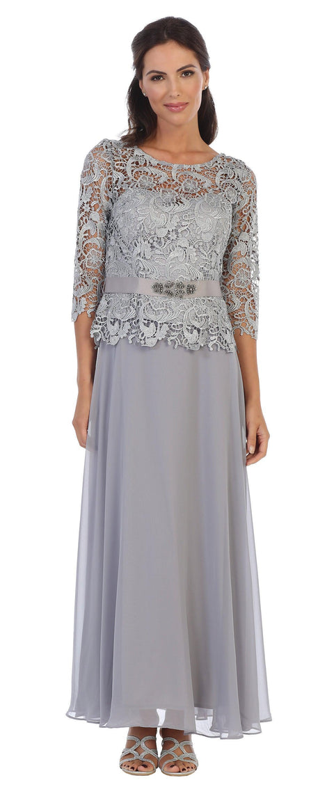Long Mother of the Bride Lace Chiffon Formal Gown Sale by Eva Fashion – alternate view 3