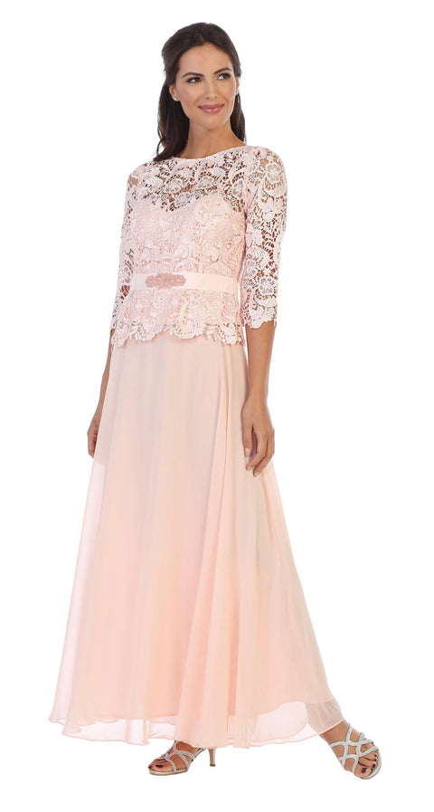 Long Mother of the Bride Lace Chiffon Formal Gown Sale by Eva Fashion – alternate view 5