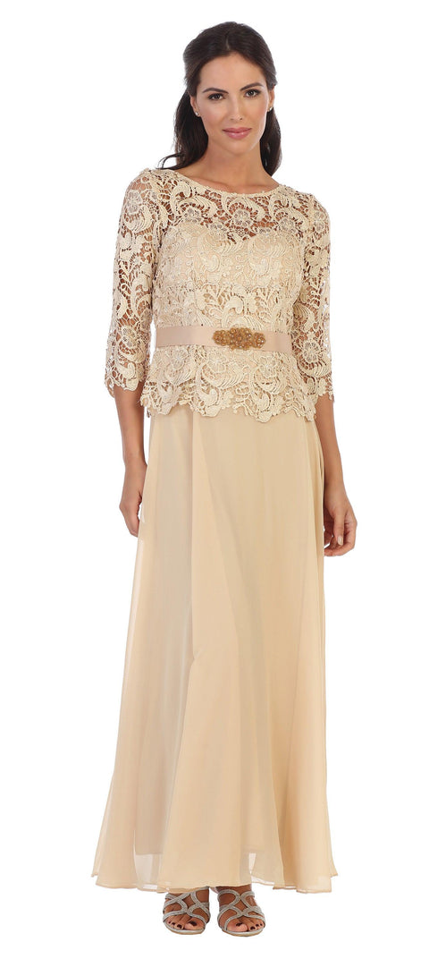 Long Mother of the Bride Lace Chiffon Formal Gown Sale by Eva Fashion – alternate view 4