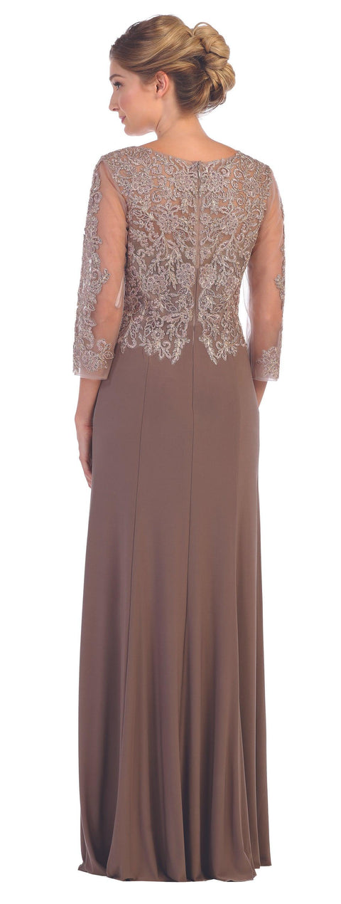 Long Mother of the Bride and Groom Long Sleeve Formal Dress
