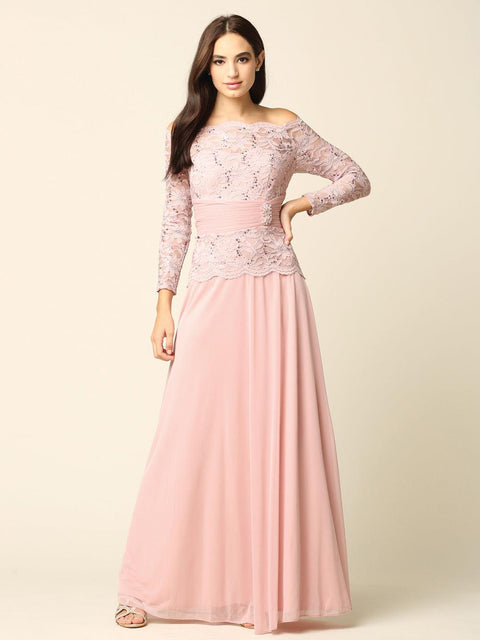 Long Mother of the Bride Off Shoulder Formal Dress by Eva Fashion