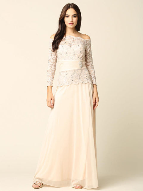Long Mother of the Bride Off Shoulder Formal Dress by Eva Fashion – alternate view 6