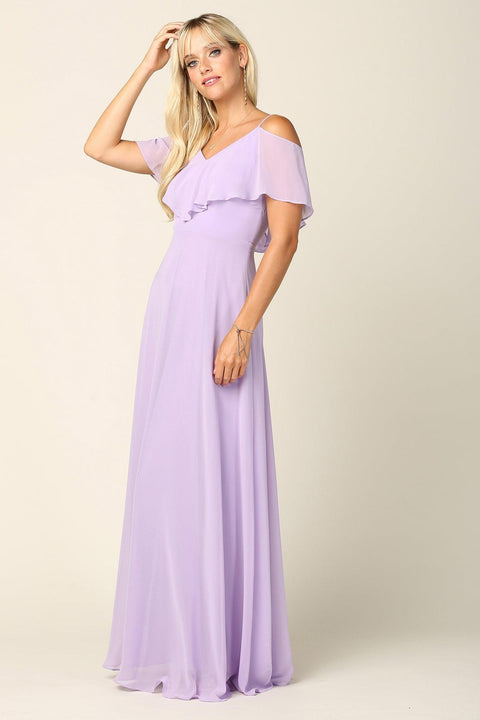 Long Off Shoulder Formal Bridesmaids Chiffon Dress Sale by Eva Fashion
