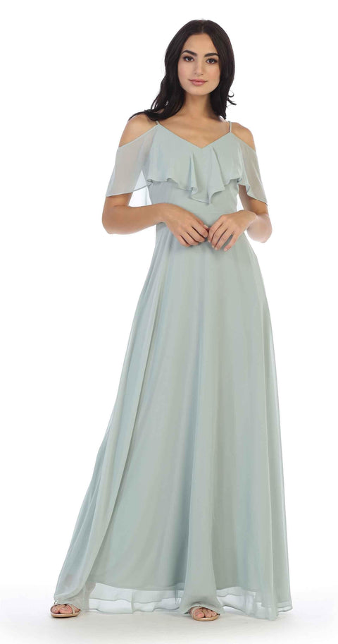Long Off Shoulder Formal Bridesmaids Chiffon Dress Sale by Eva Fashion – alternate view 4