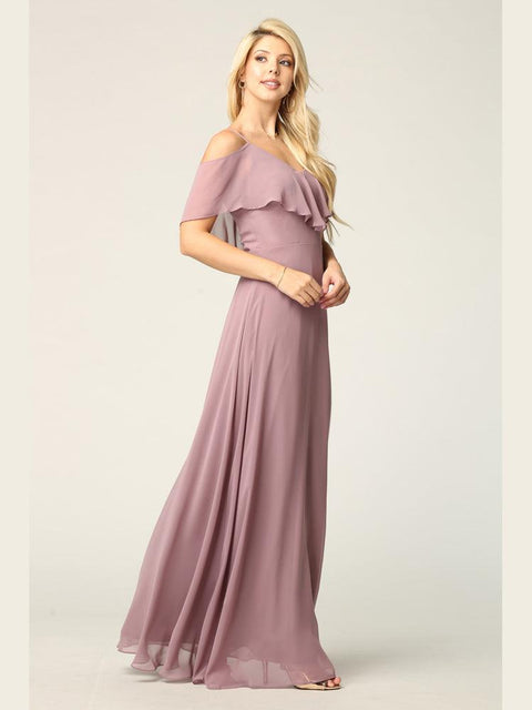 Formal Long Off Shoulder Bridesmaids Chiffon Dress