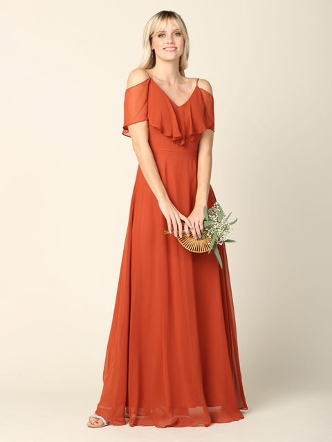 Formal Long Off Shoulder Bridesmaids Chiffon Dress