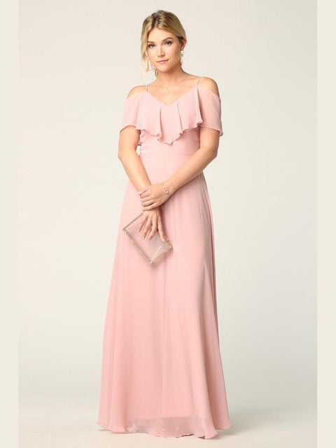 Formal Long Off Shoulder Bridesmaids Chiffon Dress