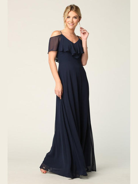 Formal Long Off Shoulder Bridesmaids Chiffon Dress