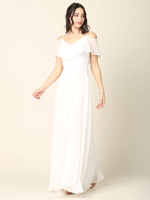 Formal Long Off Shoulder Bridesmaids Chiffon Dress
