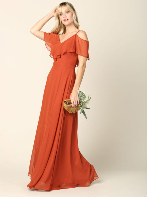 Formal Long Off Shoulder Bridesmaids Chiffon Dress