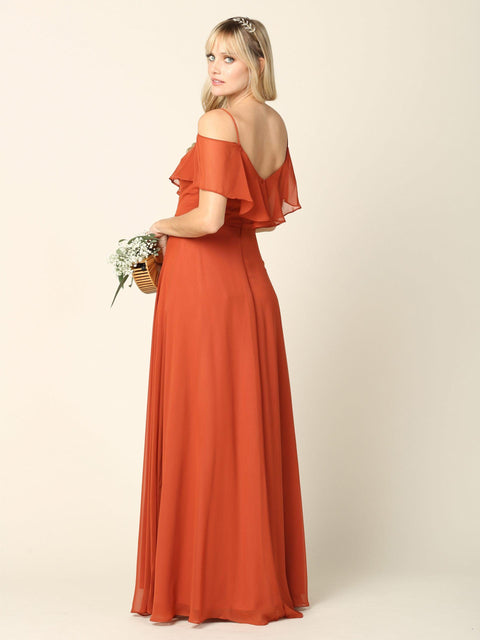 Formal Long Off Shoulder Bridesmaids Chiffon Dress