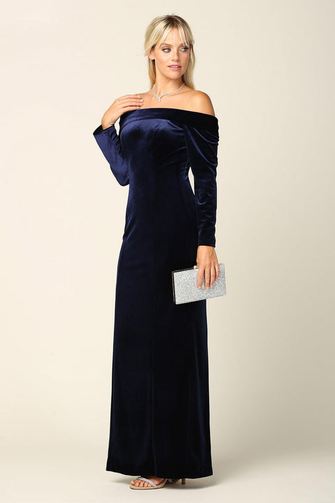 Off Shoulder Formal Velvet Prom Dress